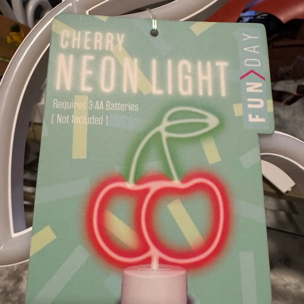 Neon Light * Cherry * Accent Light - Red & Green Plastic 10” Desktop